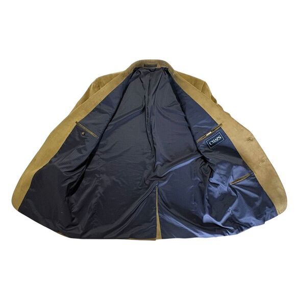 Chaps Micro Corduroy Blazer Sport Coat 46L Tan Two Button Lined Pockets Notch - Picture 2 of 6